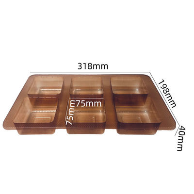 ISO45001 Plateau en PET ambre approuvé pour gâteaux de lune pâtisseries en matériau à vide