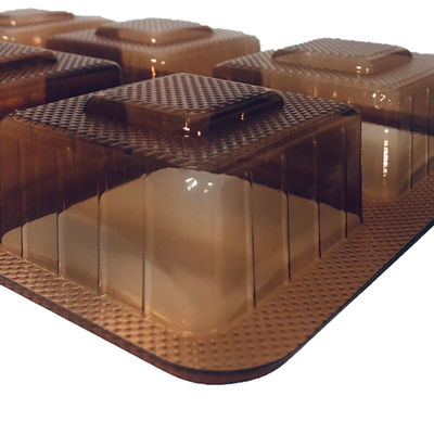 ISO45001 Plateau en PET ambre approuvé pour gâteaux de lune pâtisseries en matériau à vide