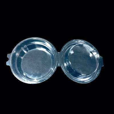 Commande personnalisée Acceptée PET transparent bocal en plastique à charnière rond Bouchette en forme de coquille
